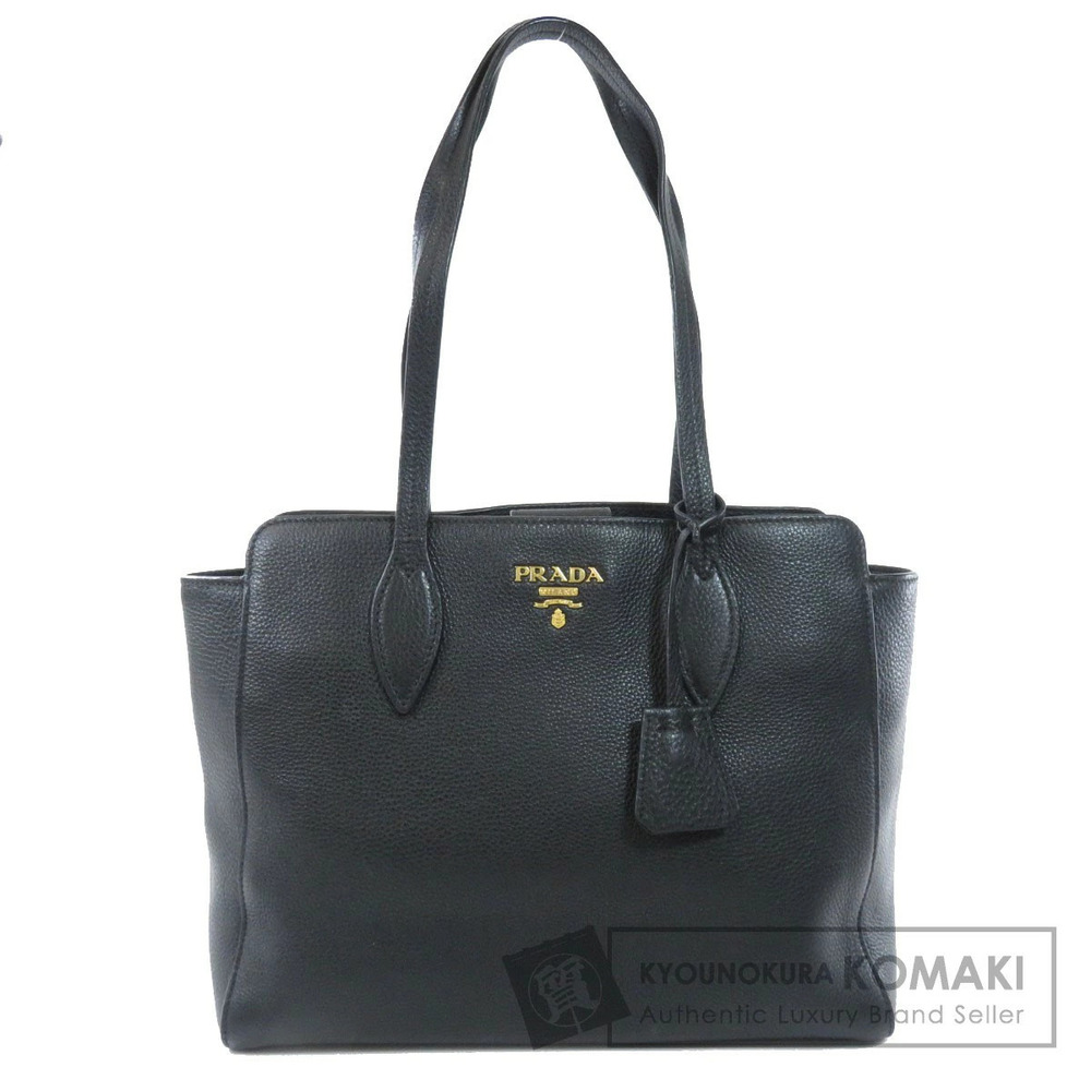 Prada Black Vitello Phenix leather tote Shoulder bag
